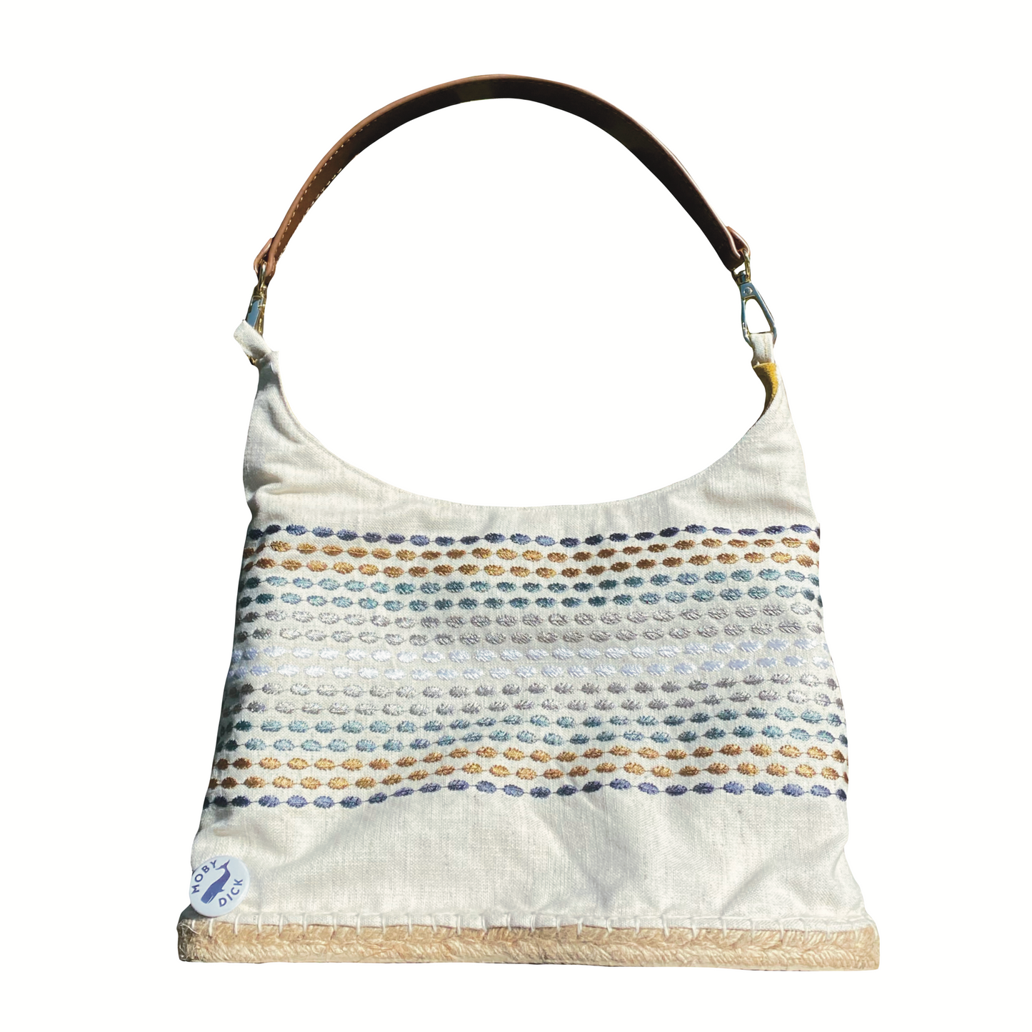 Bolso detalle colores con asa de cuero