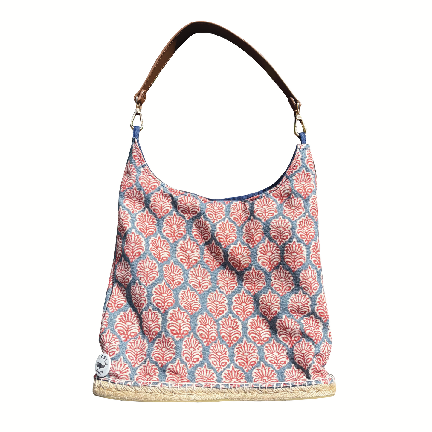 Bolso flores con asa de cuero