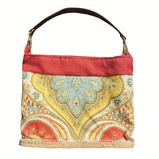 Bolso estampado paisley con asa de cuero (Ed.limitada)